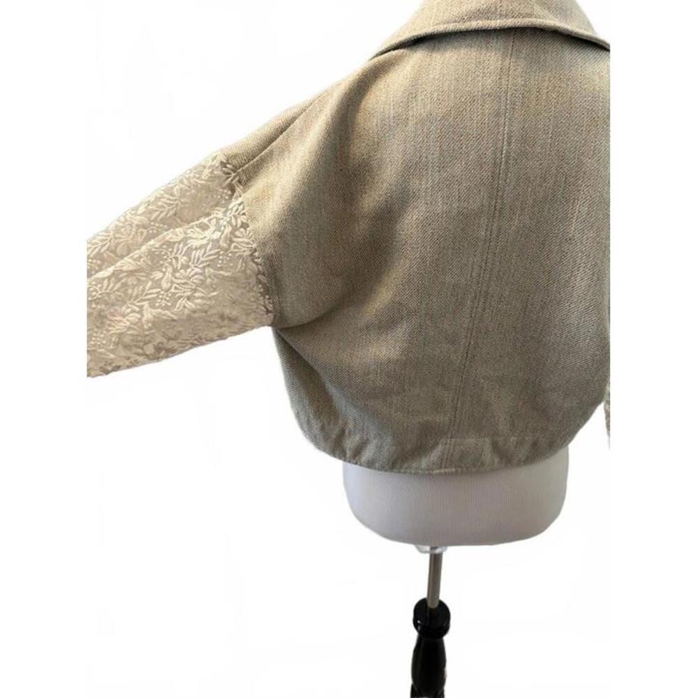 ADORE Women's Textured Cropped Jacket with Lace Sleeves Small - Picture 8 of 9
